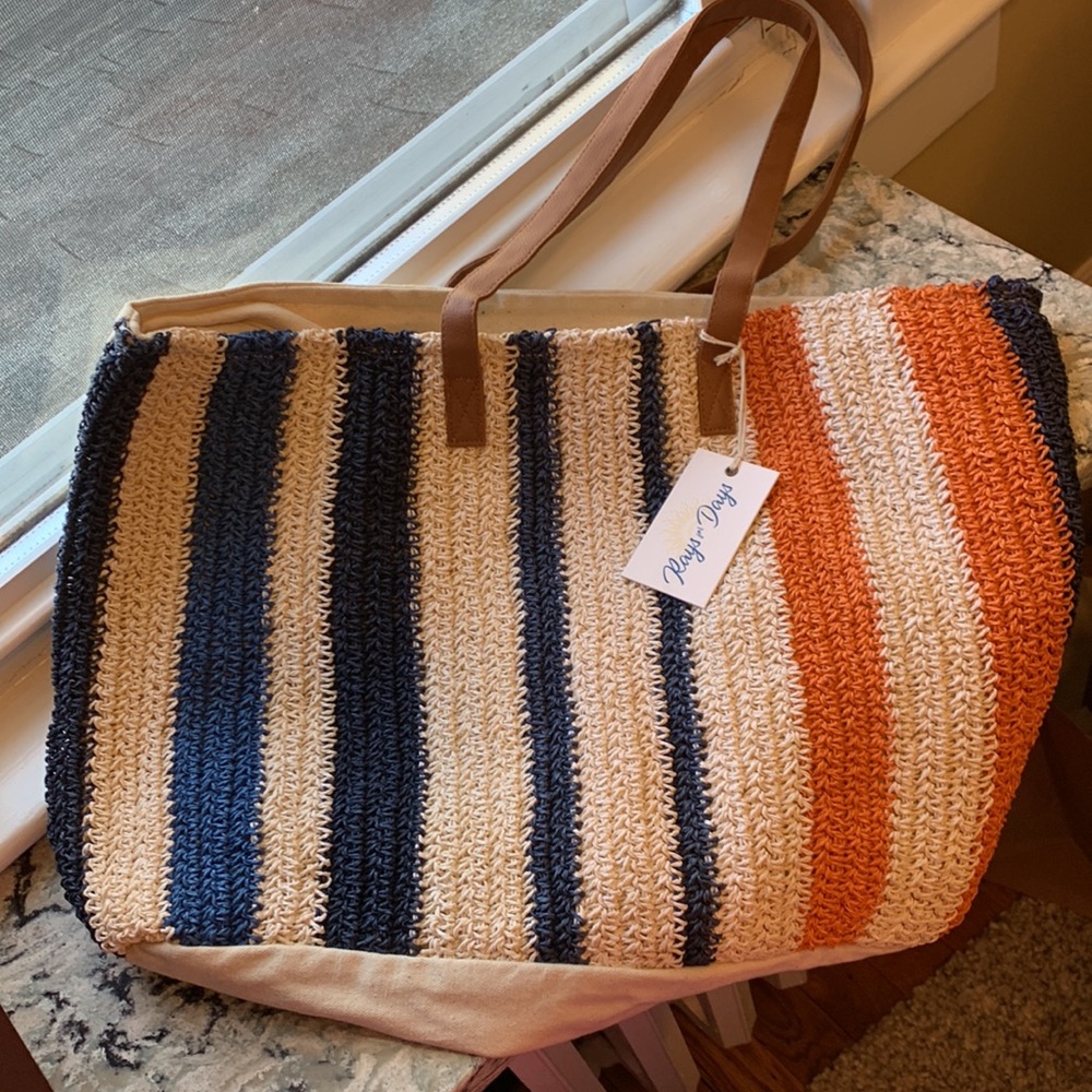 New with Tags Rays for Days Shorebreak Striped Tote-Beach Bag from Beastly 22x14